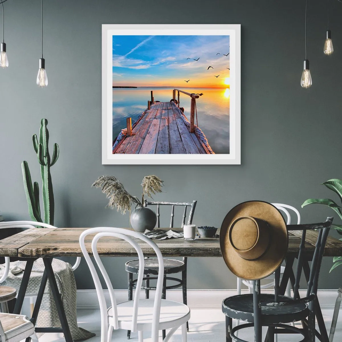 Poszter fekete keretben - Menj egyenesen a nap felé - 60x60 cm