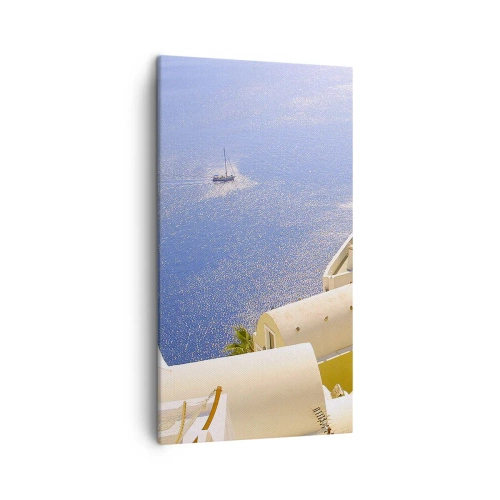 Vászonkép - Görög táj fehér és kék színben - 45x80 cm