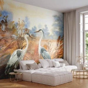 Öntapadós Fotótapéta Deluxe Sticker - Hová ősszel? - Daru, Madarak, Természet - 100x70 cm