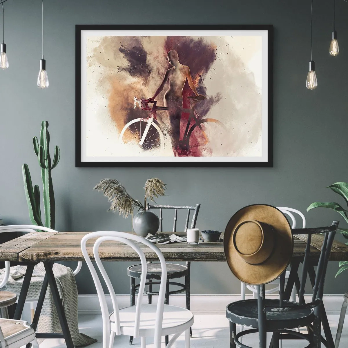 Poszter fehér keretben - Márvány formájú kerékpáros lélek - 100x70 cm