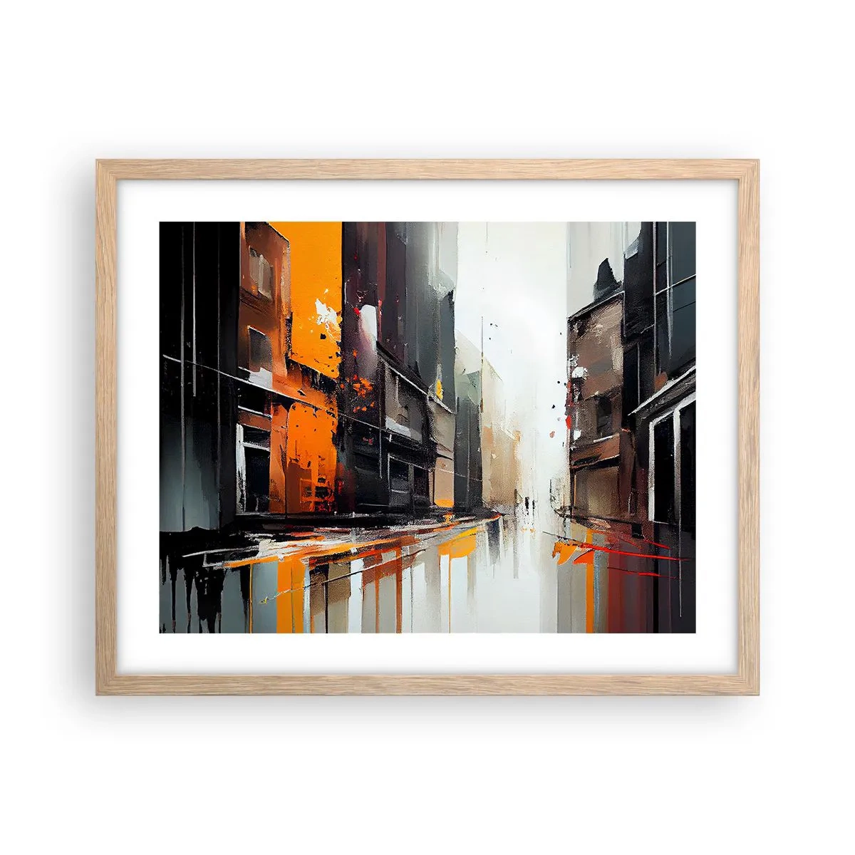 Poszter világos tölgy keretben - Esős nap - 50x40 cm