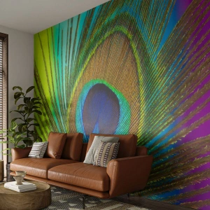 Fotótapéta Premium Sand - Szemtől szemben - Absztrakció, Pávatoll, Darab - 350x256 cm