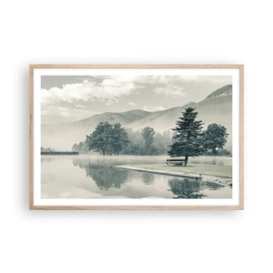 Poszter világos tölgy keretben - A tó még alszik - 91x61 cm