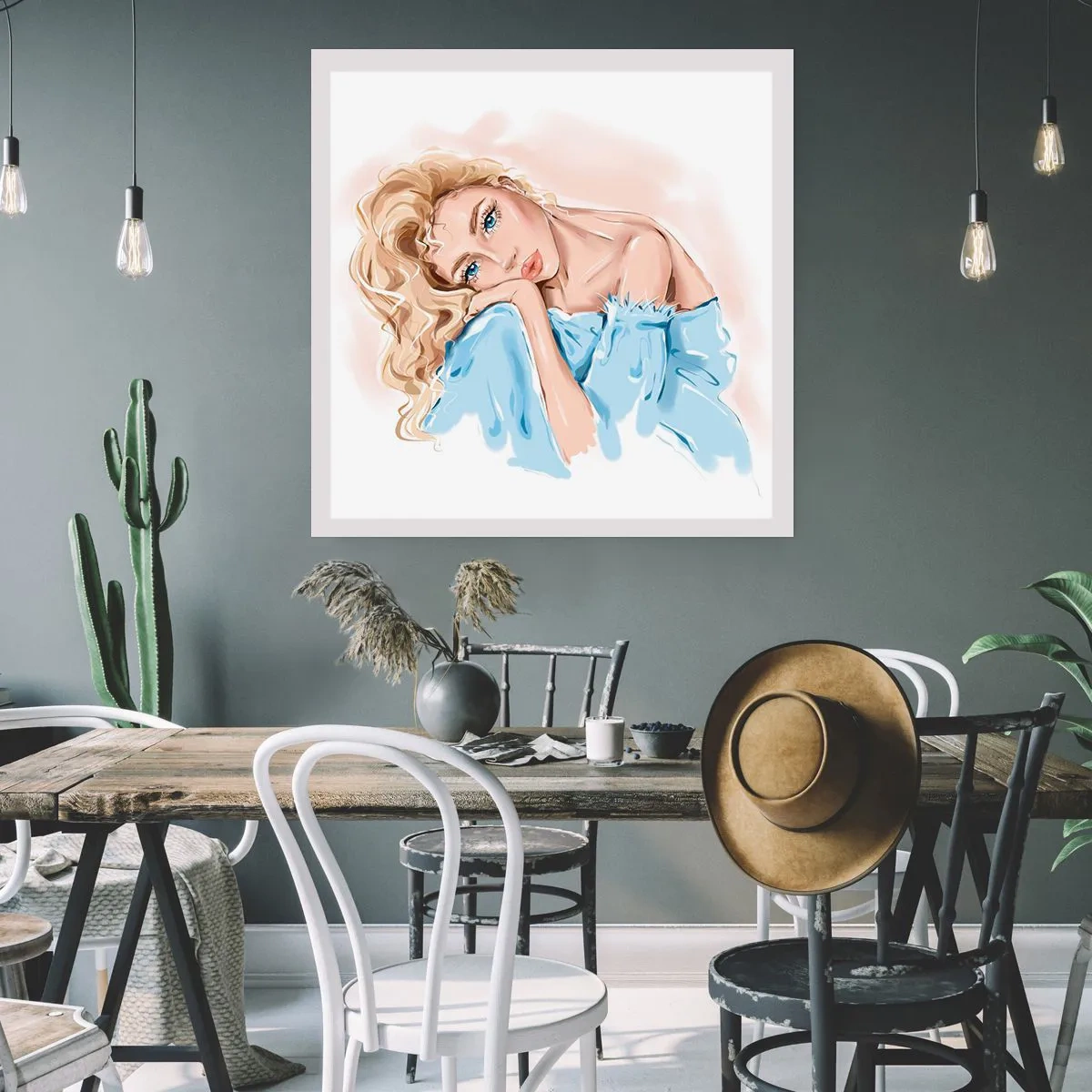 Poszter - Álmodozó a kékben - 60x60 cm