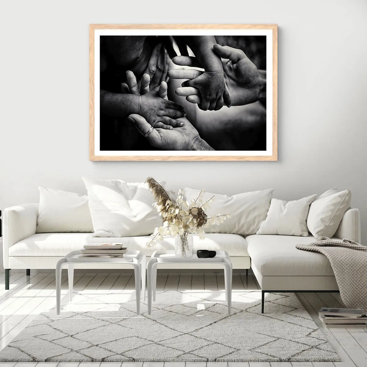 Poszter világos tölgy keretben - Embernek lenni - 100x70 cm