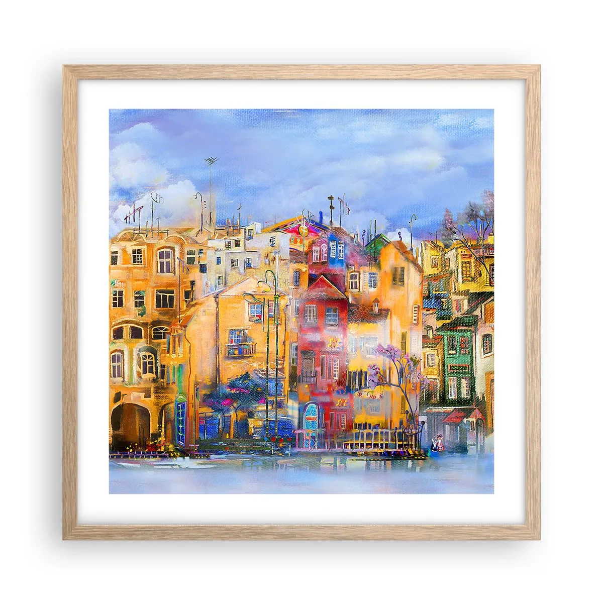 Poszter világos tölgy keretben - Együtt vagyunk - 50x50 cm