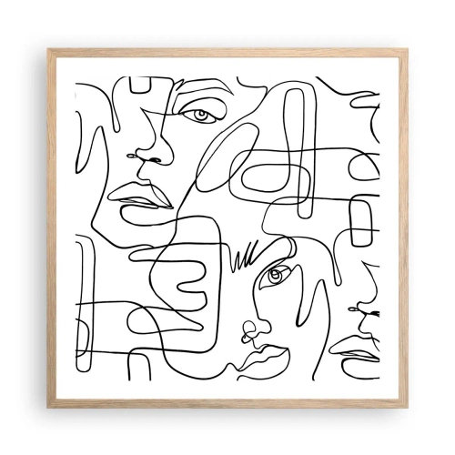 Poszter világos tölgy keretben - Összegabalyodott érzelmekben - 60x60 cm