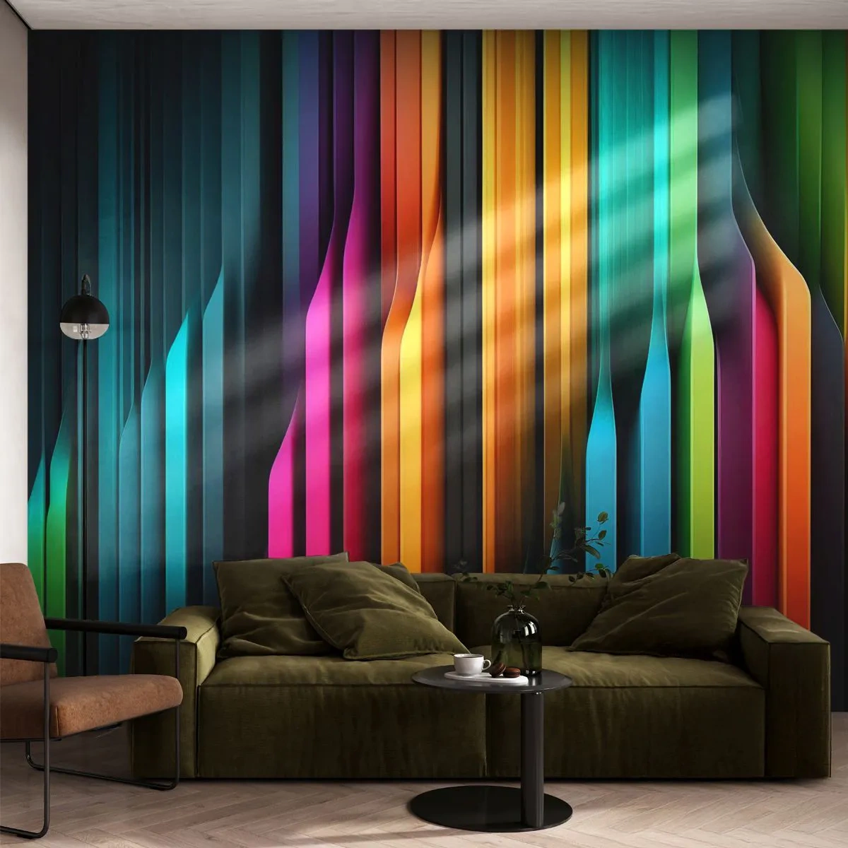 Fotótapéta Premium Sand - Fényorgonák - Színes, Vonalak, Absztrakció - 100x70 cm