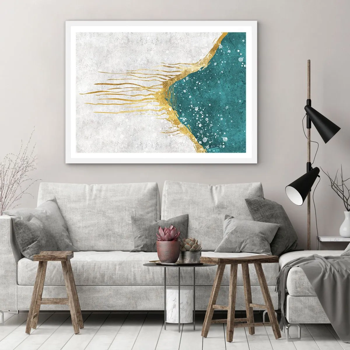 Poszter fekete keretben - Aranyló dagály - 100x70 cm