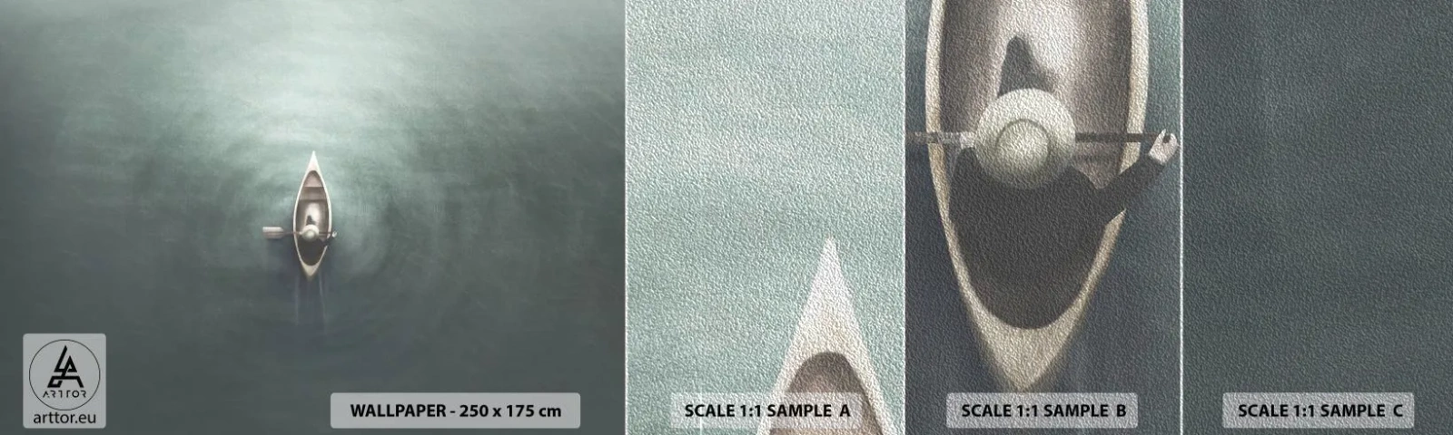 Fotótapéta Minta Premium Sand - Egy holdfényes tavon át - Nyugalom, Tó, Kajak - 100x30 cm