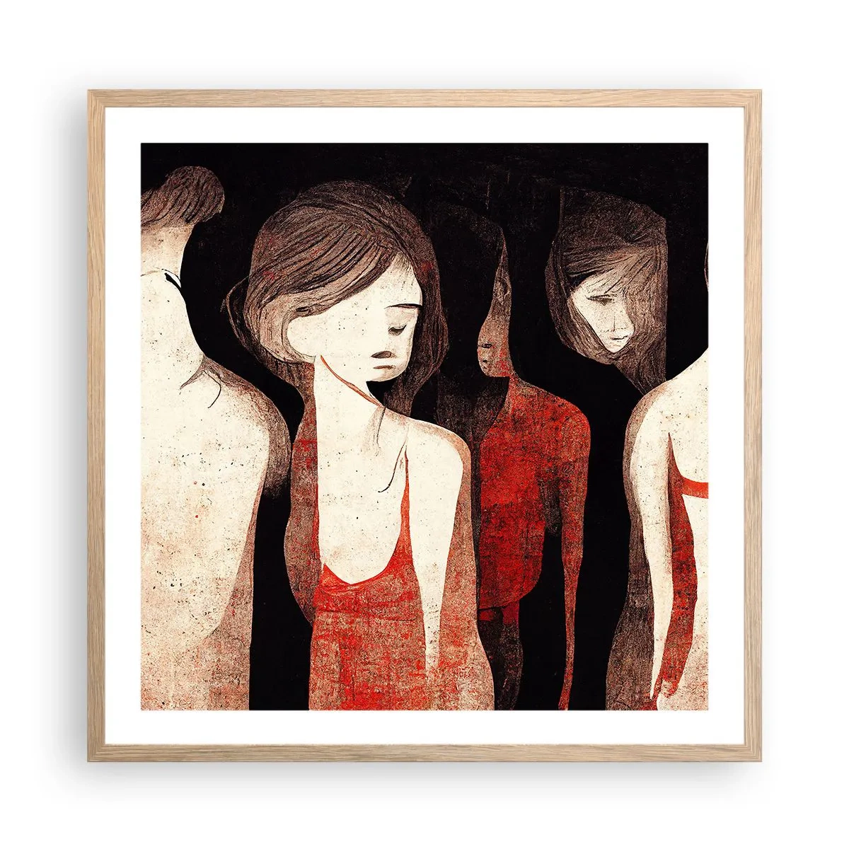 Poszter világos tölgy keretben - A sötétség madonnái - 60x60 cm