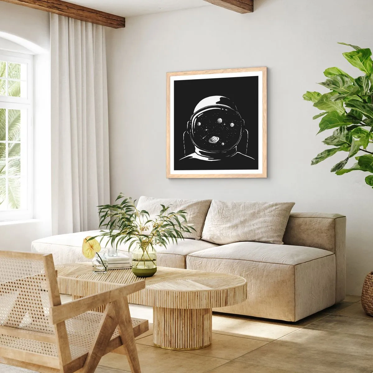 Poszter világos tölgy keretben - Szép kilátás - 50x50 cm