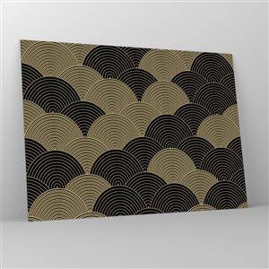 Üveg kép - Arany félkörök szabályos japán mintában - 70x50cm - Egység a sokféleségben - Modern fali dekoráció nappalihoz és hálószobához ARTTOR