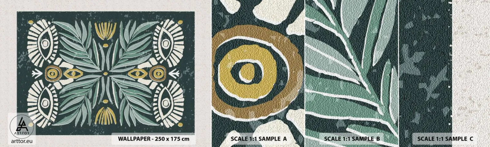 Fotótapéta Minta Standard Eco - Mint egy népi kivágás - Boho, Minta, Növénytan - 100x30 cm