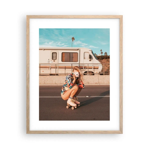 Poszter világos tölgy keretben - Mosolyt kérek! - 40x50 cm