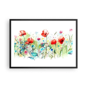 Poszter fehér keretben - Virágzó májusi rét - 70x50 cm