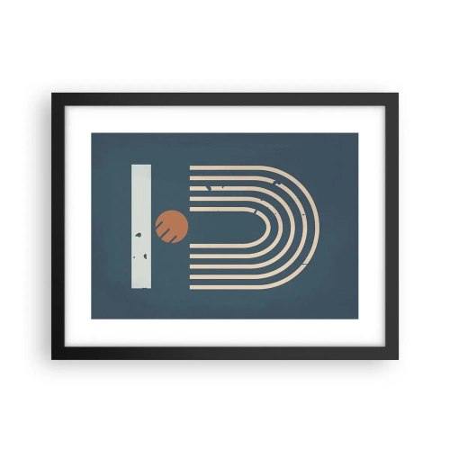 Poszter fehér keretben - Geometria sötétkék háttéren - 40x30 cm