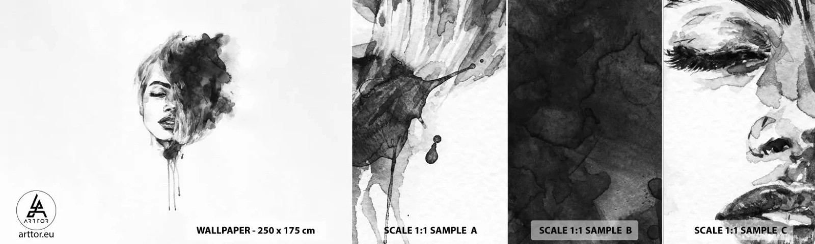 Fotótapéta Minta Öntapadós Deluxe Sticker - Miről álmodozik egy lány - Egy nő portréja, Női Arc, Absztrakció - 100x30 cm