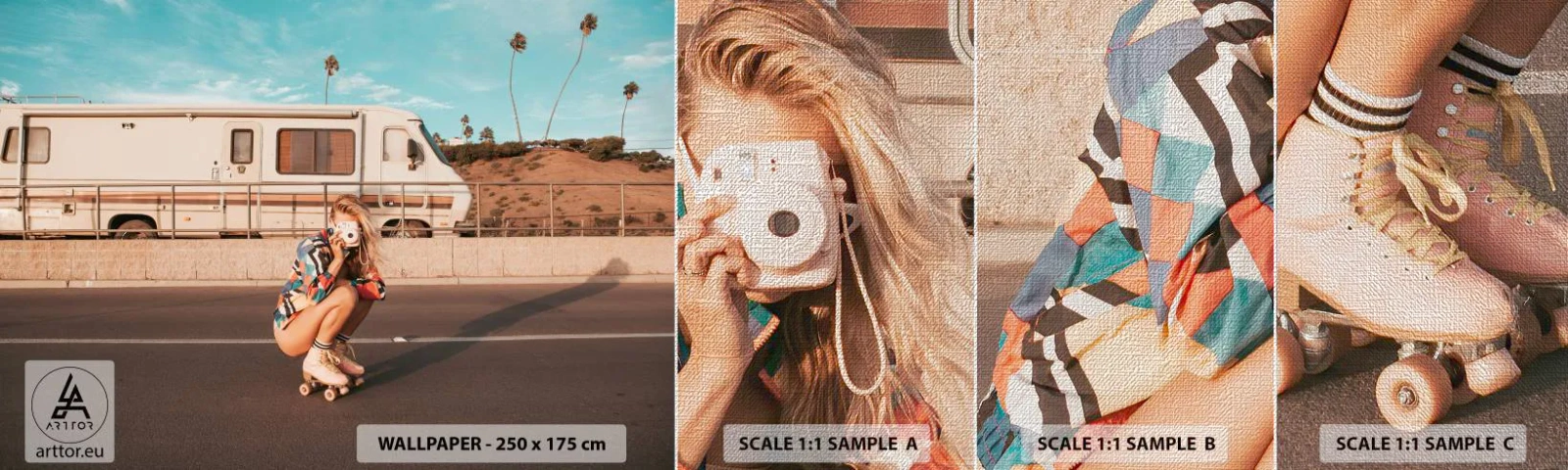 Fotótapéta Minta Premium Canvas - Mosolyt kérek! - Tájkép, Táborozó, Nő - 100x30 cm