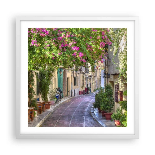 Poszter fekete keretben - Virágzó sikátor - 50x50 cm