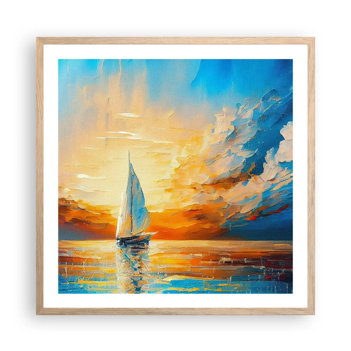 Poszter világos tölgy keretben - Aranyban vitorlázva - 60x60 cm
