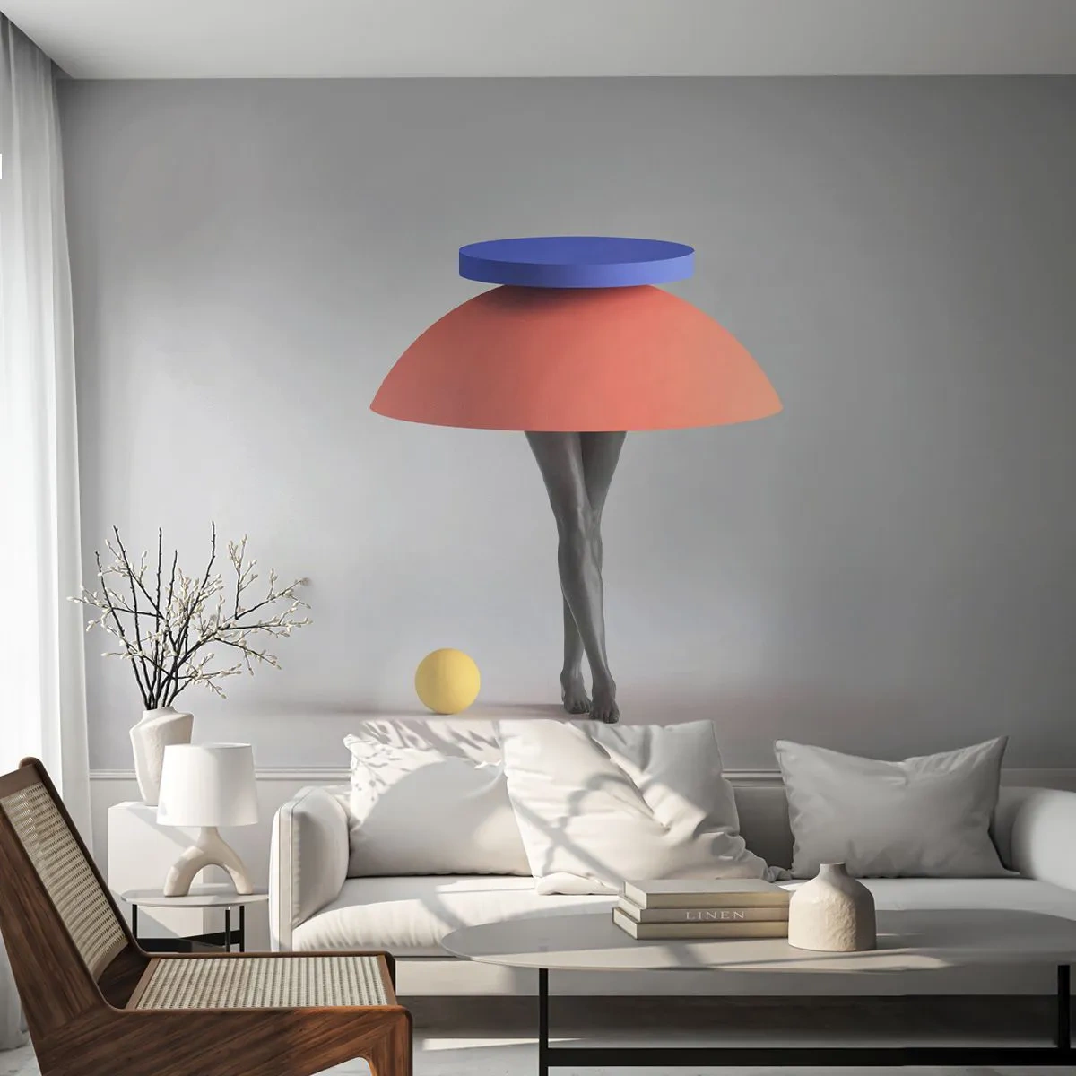 Öntapadós Fotótapéta Deluxe Sticker - Szürreális kompozíció - 3D, Lábak, Alakzatok - 250x175 cm