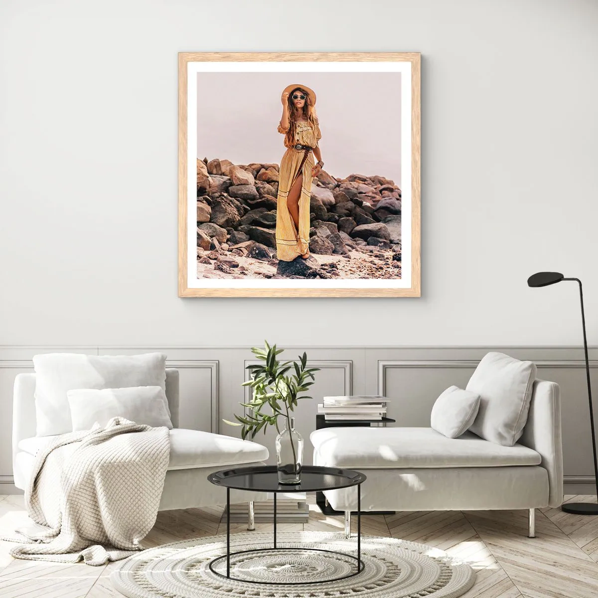 Poszter világos tölgy keretben - A kövek varázsa - 60x60 cm