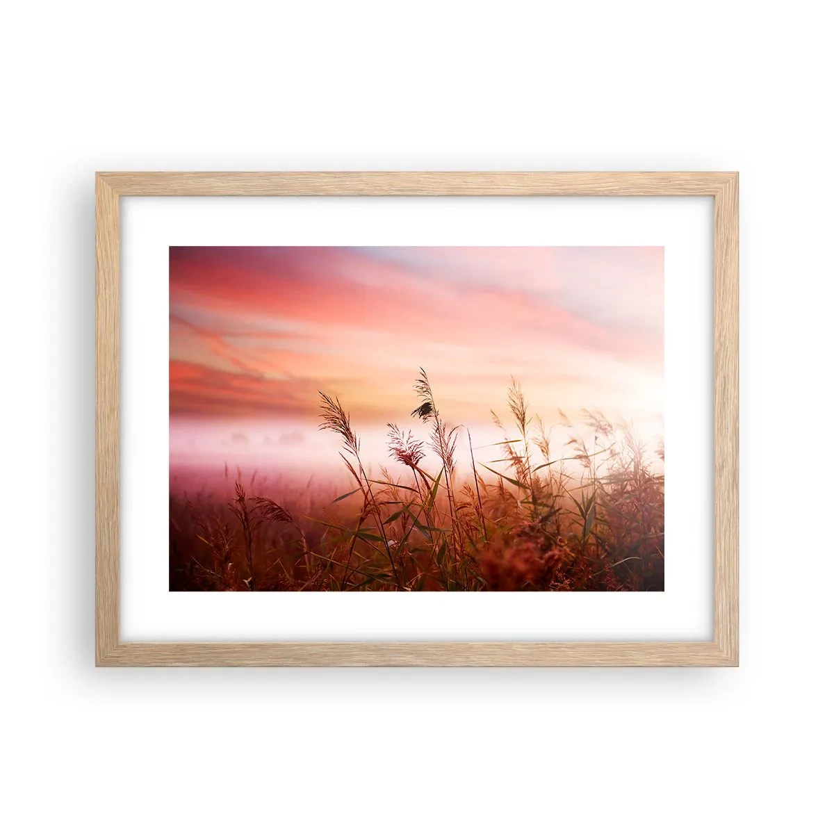 Poszter világos tölgy keretben - Sárkányok, pitypangok, szél - 40x30 cm