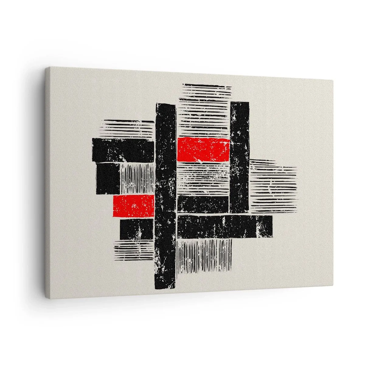 Vászonkép - Absztrakt geometrikus kompozíció fekete és piros színben - 70x50cm - Vörös és fekete - Modern fali dekoráció nappalihoz és hálószobához ARTTOR