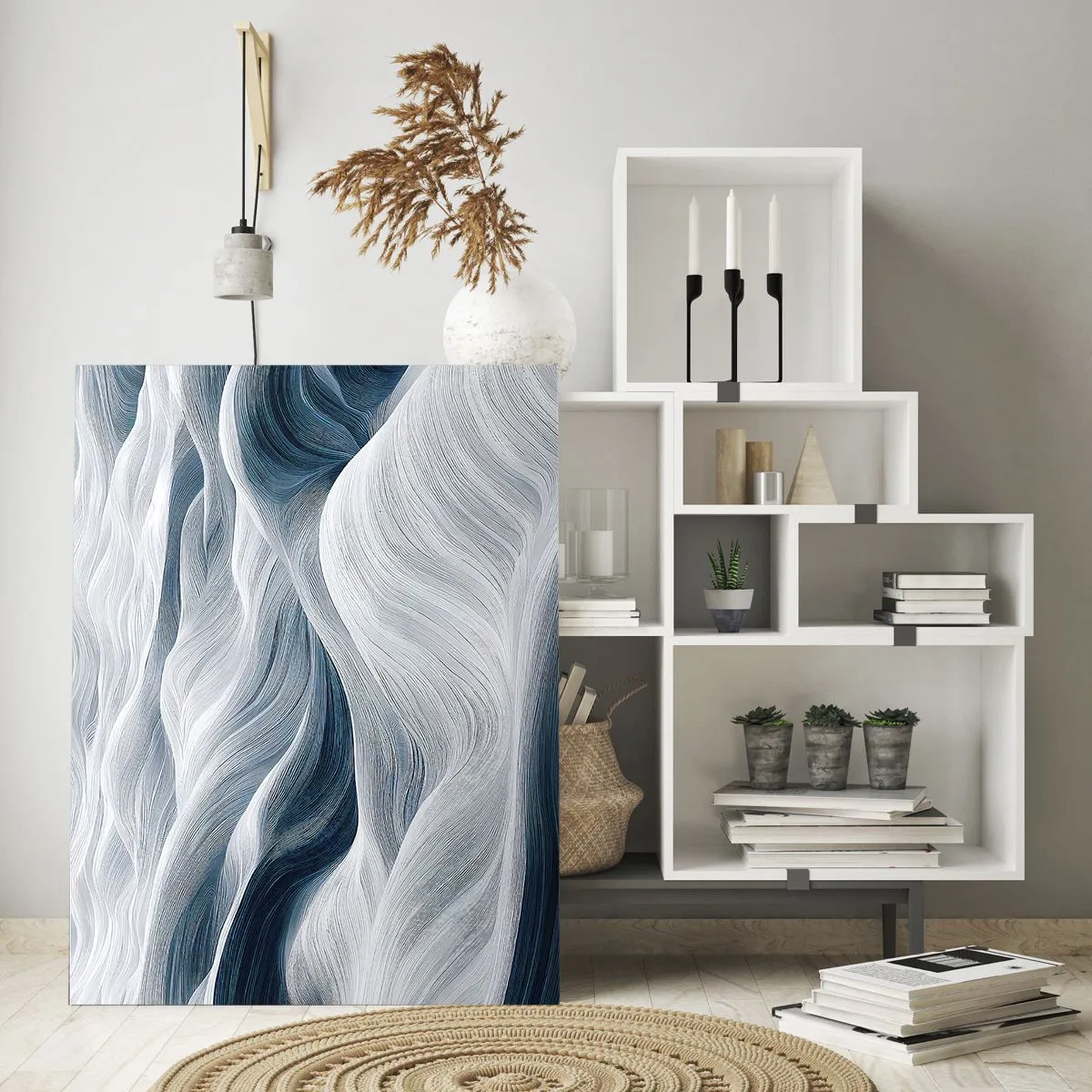 Üveg kép - Fehéres kék hullámok - 50x70 cm