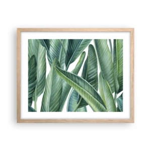 Poszter világos tölgy keretben - Zöld önmagában - 50x40 cm