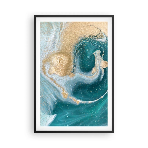 Poszter fehér keretben - Arany és türkiz örvénye - 61x91 cm