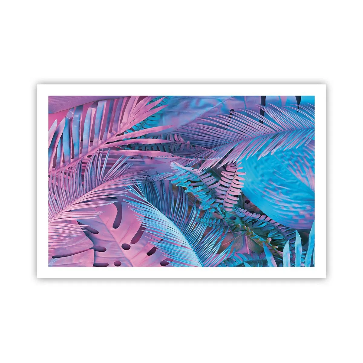 Poszter - Trópusok rózsaszínben és kékben - 91x61 cm
