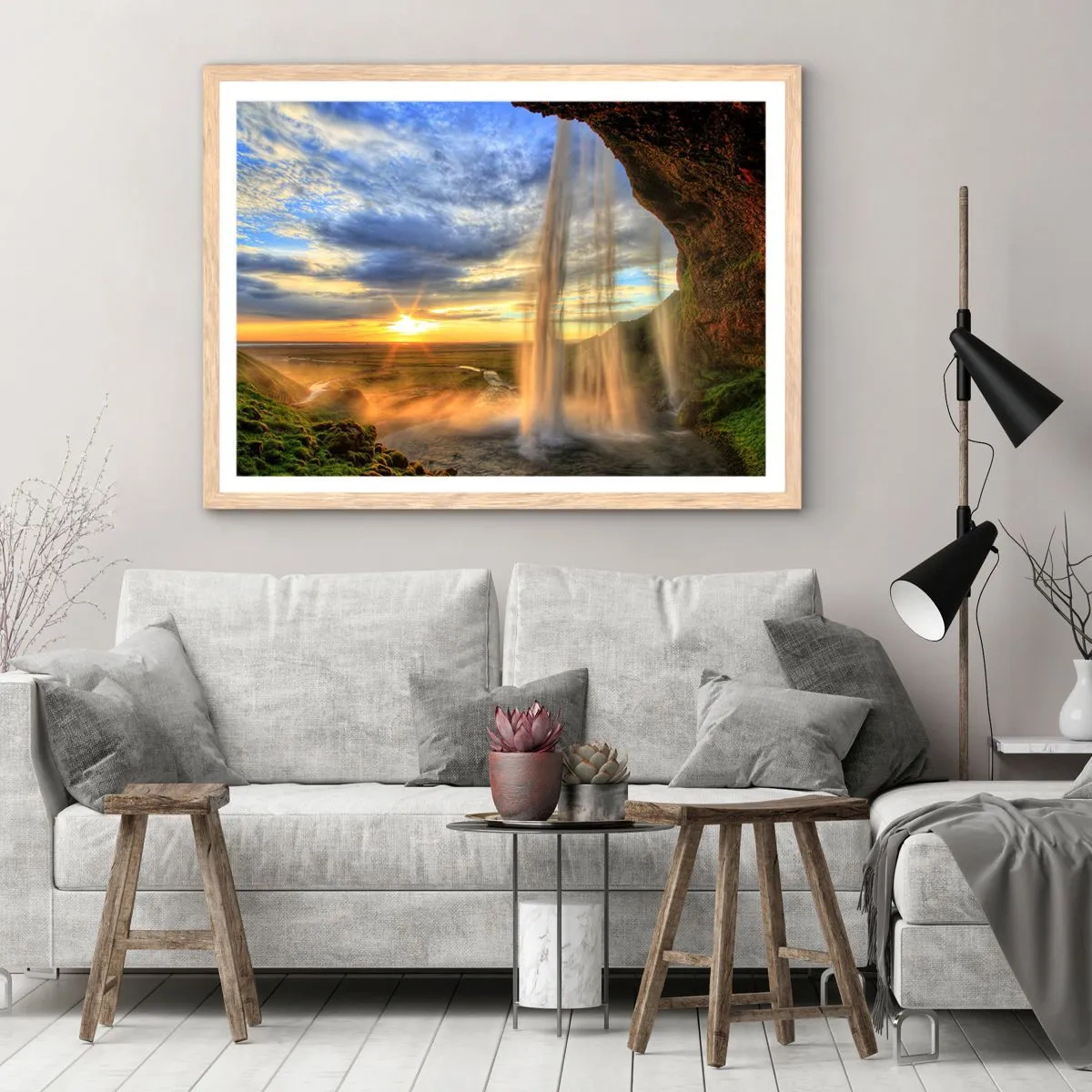 Poszter világos tölgy keretben - Cseppfátyol mögötti világ - 100x70 cm