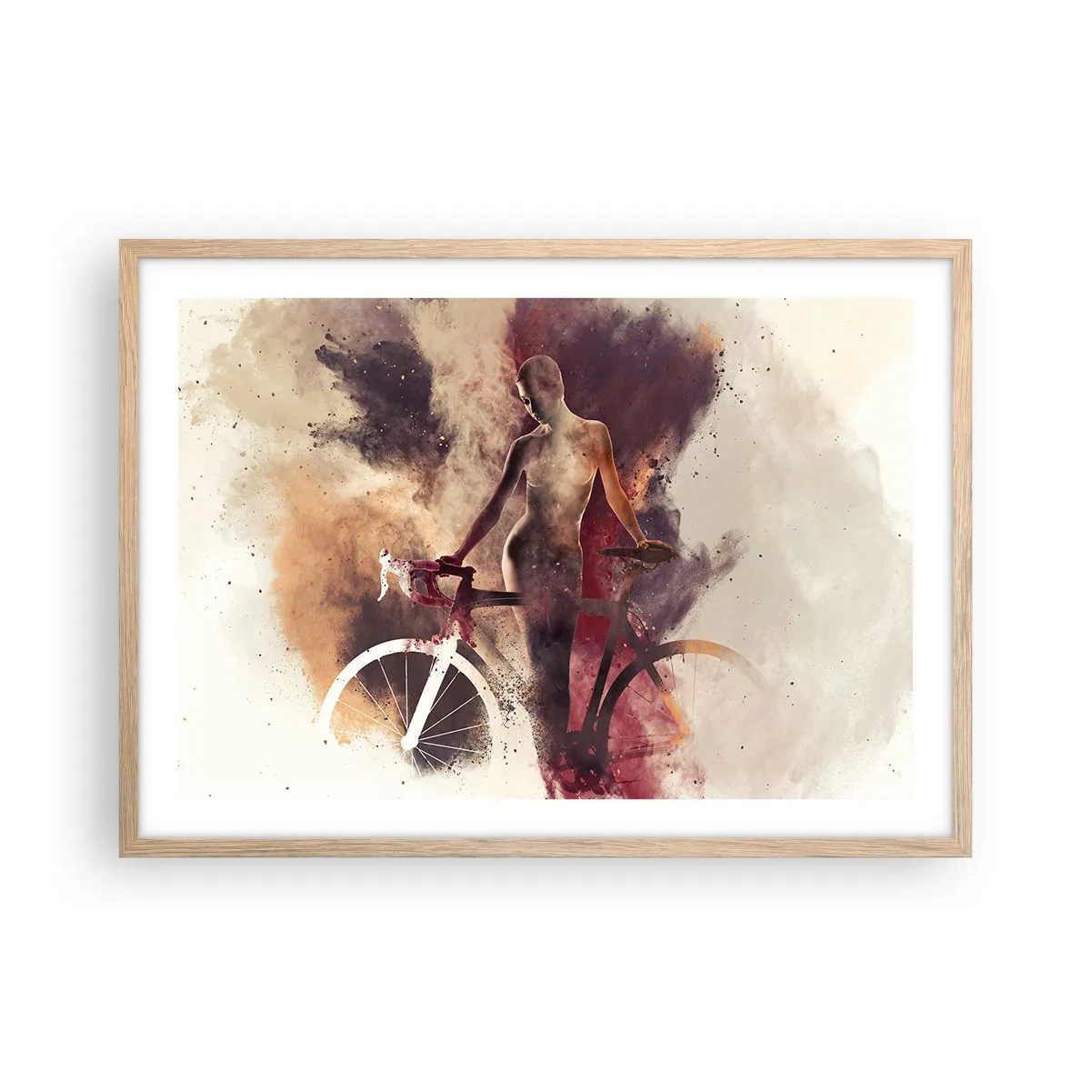 Poszter világos tölgy keretben - Márvány formájú kerékpáros lélek - 70x50 cm