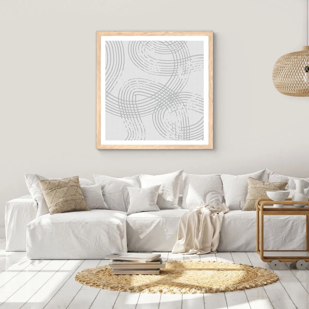 Poszter világos tölgy keretben - Nincs egyenes út - 40x40 cm