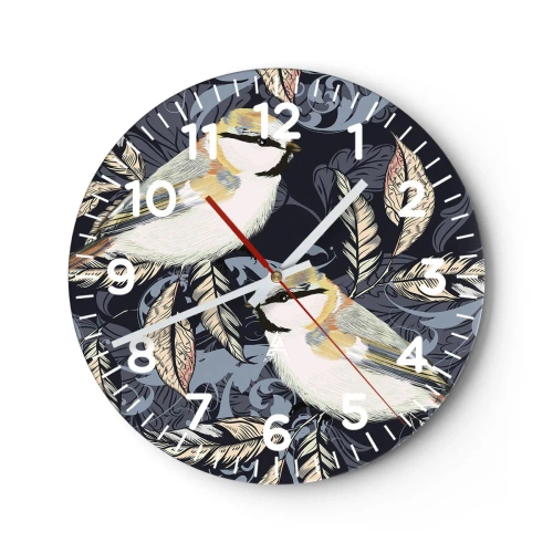 Falióra, Óra - Sárga-kék madárdal - 40x40 cm