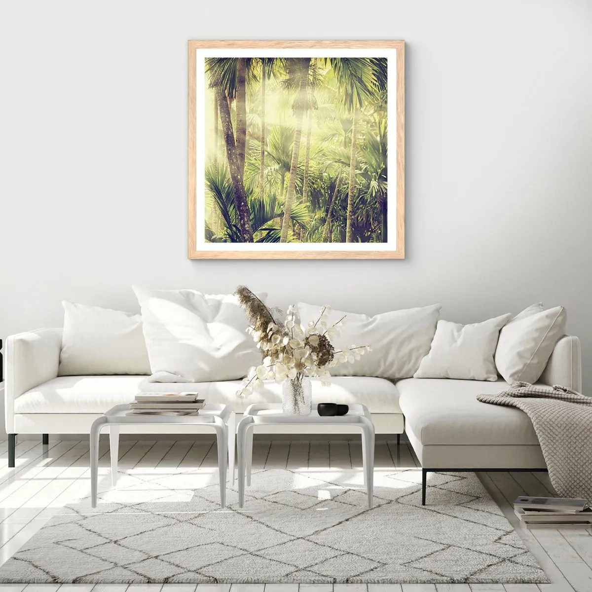 Poszter világos tölgy keretben - Zöld forróságban - 40x40 cm