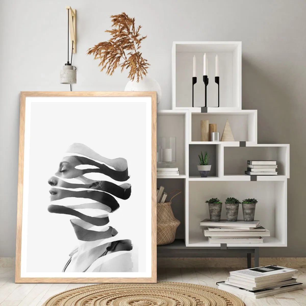 Poszter világos tölgy keretben - Szürreális portré - 70x100 cm