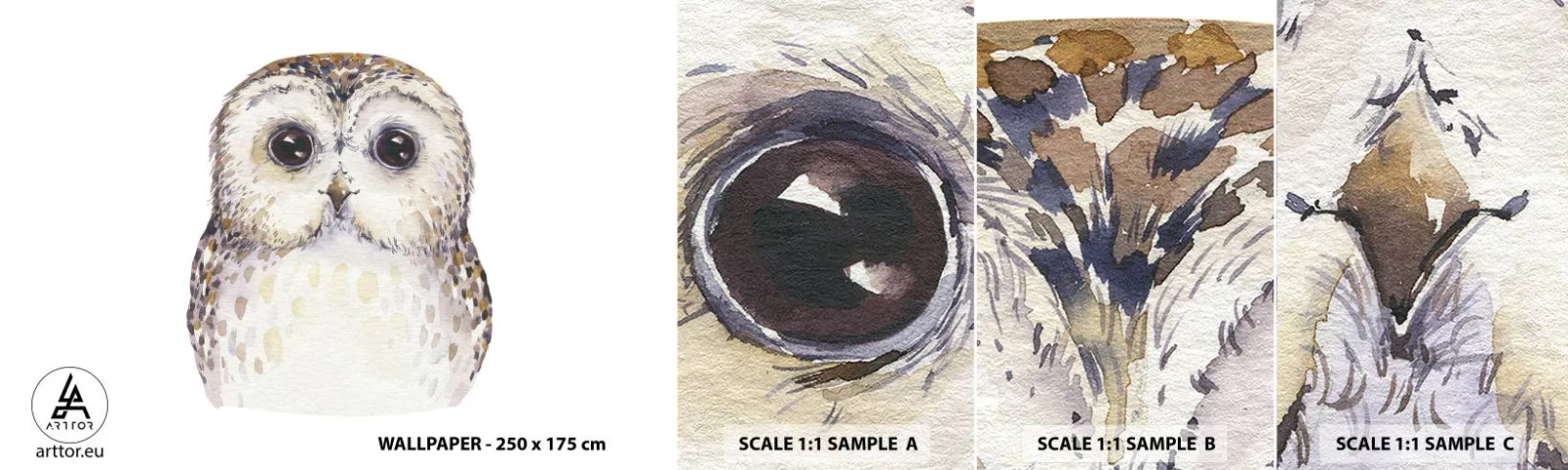 Fotótapéta Minta Öntapadós Deluxe Sticker - Nézz a szemembe - Bagoly, Madár, Grafika - 100x30 cm