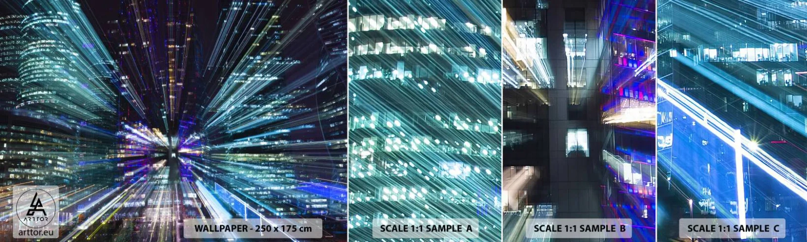 Fotótapéta Minta Standard Eco - Átmenet a hipertérbe - Absztrakció, Város, Grafika - 100x30 cm