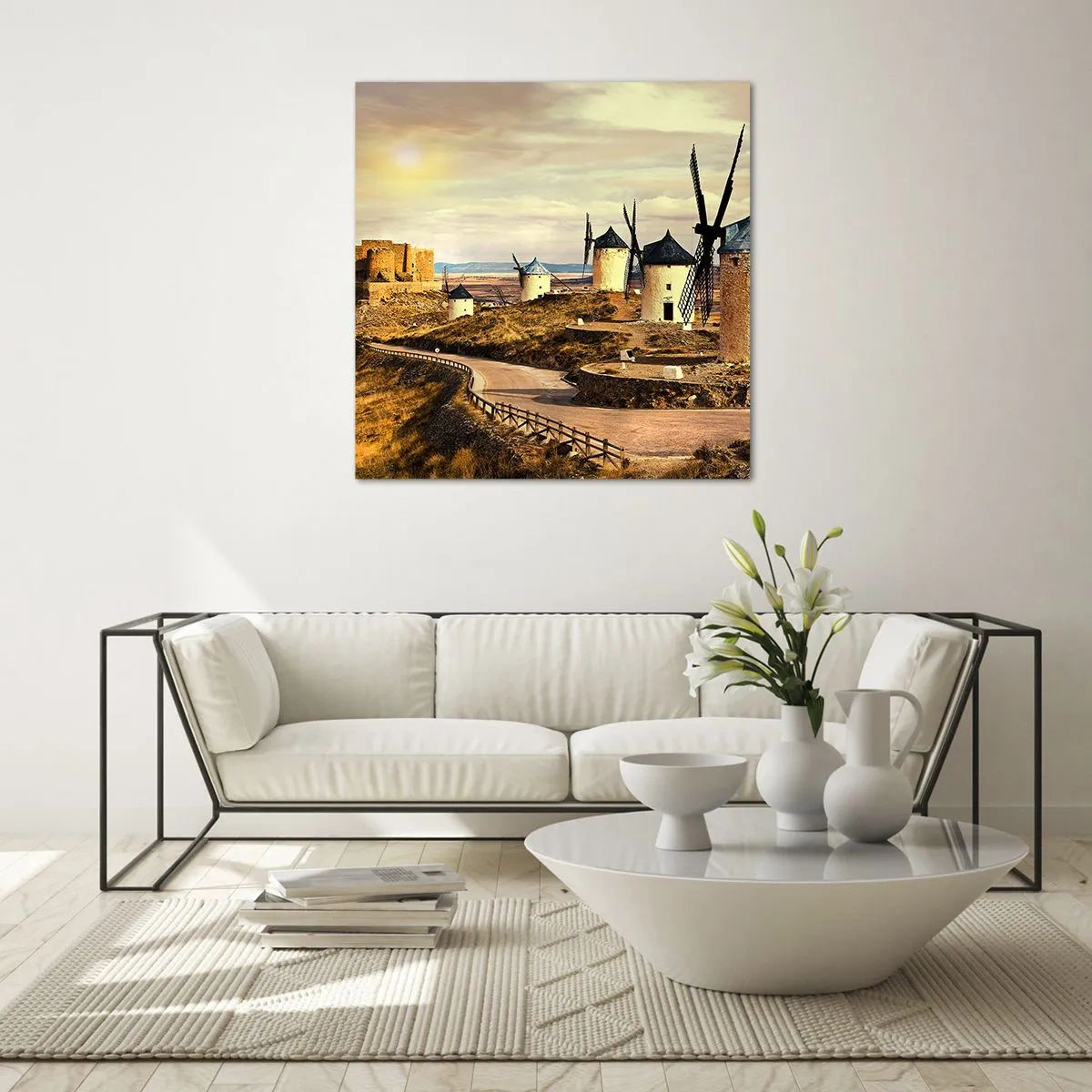 Üveg kép - Mindjárt megjelenik Don Quijote - 60x60 cm