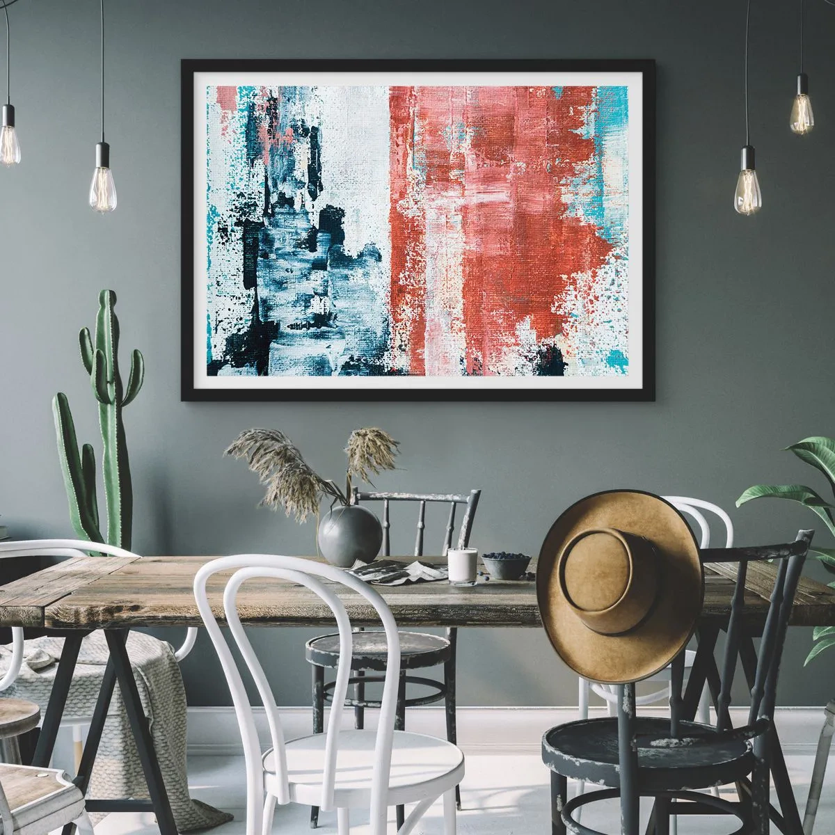 Poszter fehér keretben - Fele-fele absztrakt - 91x61 cm