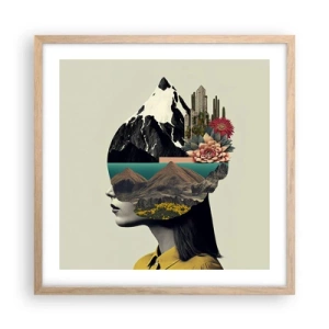 Poszter világos tölgy keretben - Nő - mindig rejtély - 50x50 cm