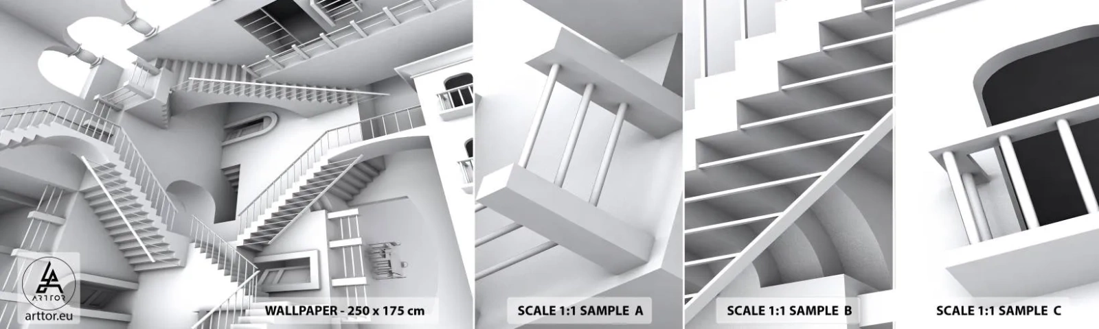 Fotótapéta Minta Öntapadós Deluxe Sticker - A tér paradoxonjai - Absztrakció, 3D, Építészet - 100x30 cm