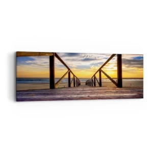 Vászonkép - Egyenesen a csendes tengerpartra naplementekor - 90x30 cm