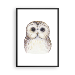 Poszter fehér keretben - Egy bájos akvarell portré egy bagolyról - 50x70cm - Nézz a szemembe - Modern fali dekoráció nappalihoz és hálószobához ARTTOR