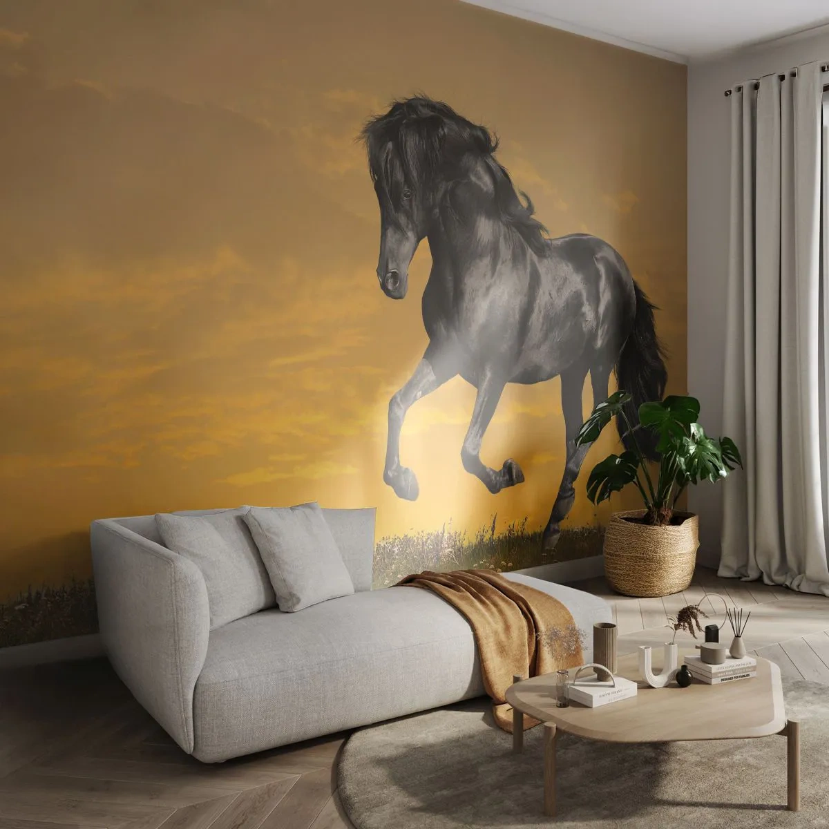 Fotótapéta Premium Canvas - Gyönyörű, szabad és vad - Állatok, Ló, Tájkép - 250x175 cm