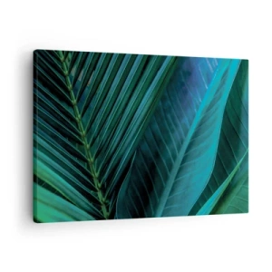 Vászonkép - Trópusi zöld levelek közeli képe - 70x50cm - A zöld anatómiája - Modern fali dekoráció nappalihoz és hálószobához ARTTOR
