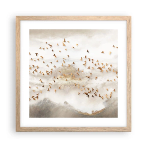 Poszter világos tölgy keretben - Itt az idő... - 40x40 cm